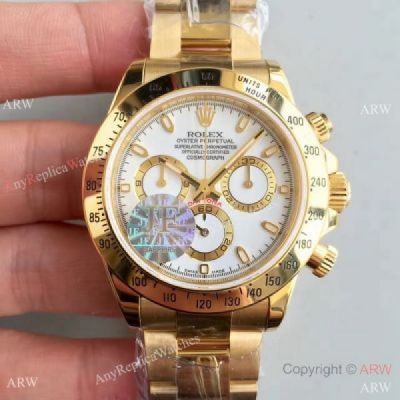 Replica Swiss Rolex Daytona 116508 All Gold White Chronograph 7750 Watch